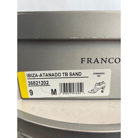 Franco Sarto Ibiza chocolate brown leather sandal with gold hardware Size 9 Box - Picture 11 of 12